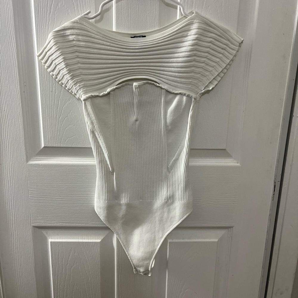 Express White Ribbed Bodysuit - Picture 11 of 13